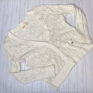 Knit Crotchet Style Cardigan Sweater Light Weight Size Small DDD5